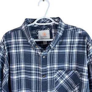 Cloudveil Flannel Shirt Mens 2XL Blue Plaid L/S Cotton Blend Stretch Button Down